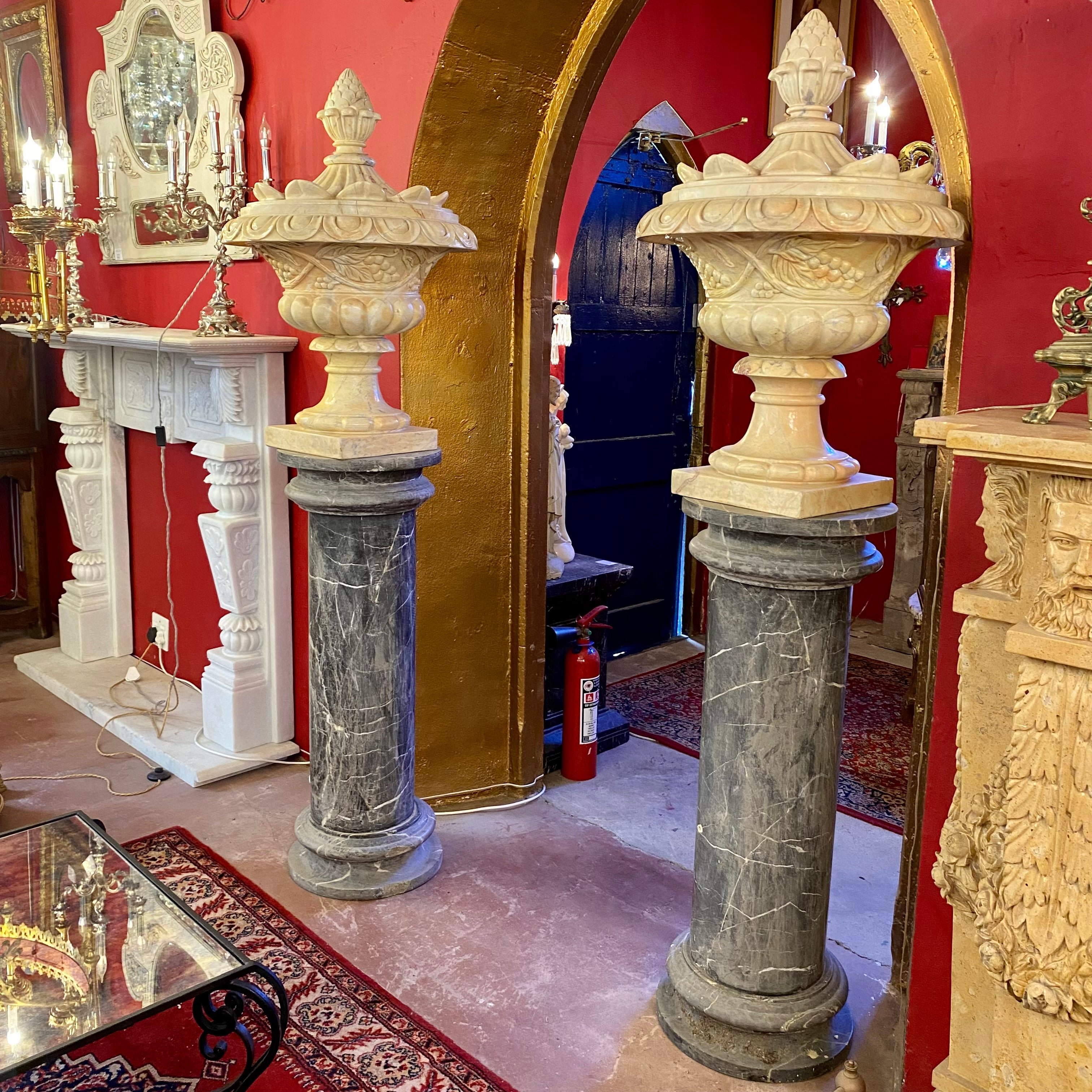 Very Large and Impressive Creme Marble Finials - SOLD