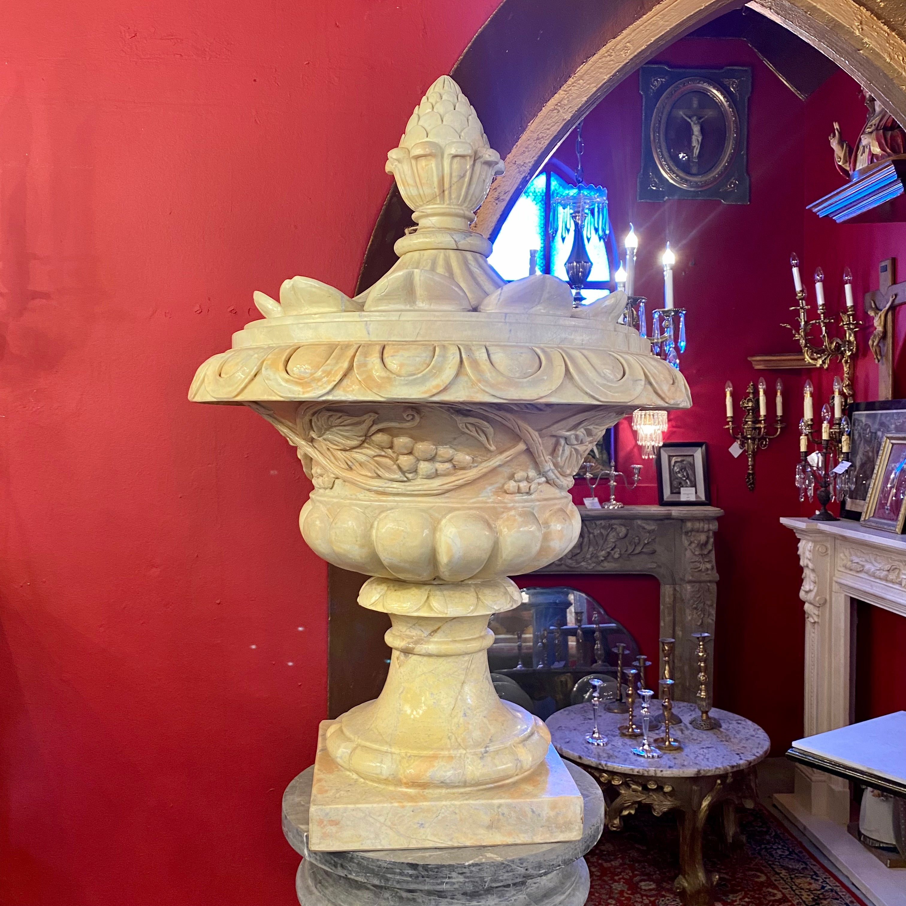 Very Large and Impressive Creme Marble Finials - SOLD