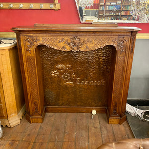 Antique Wooden Fire Surround with Beaten Copper Panel