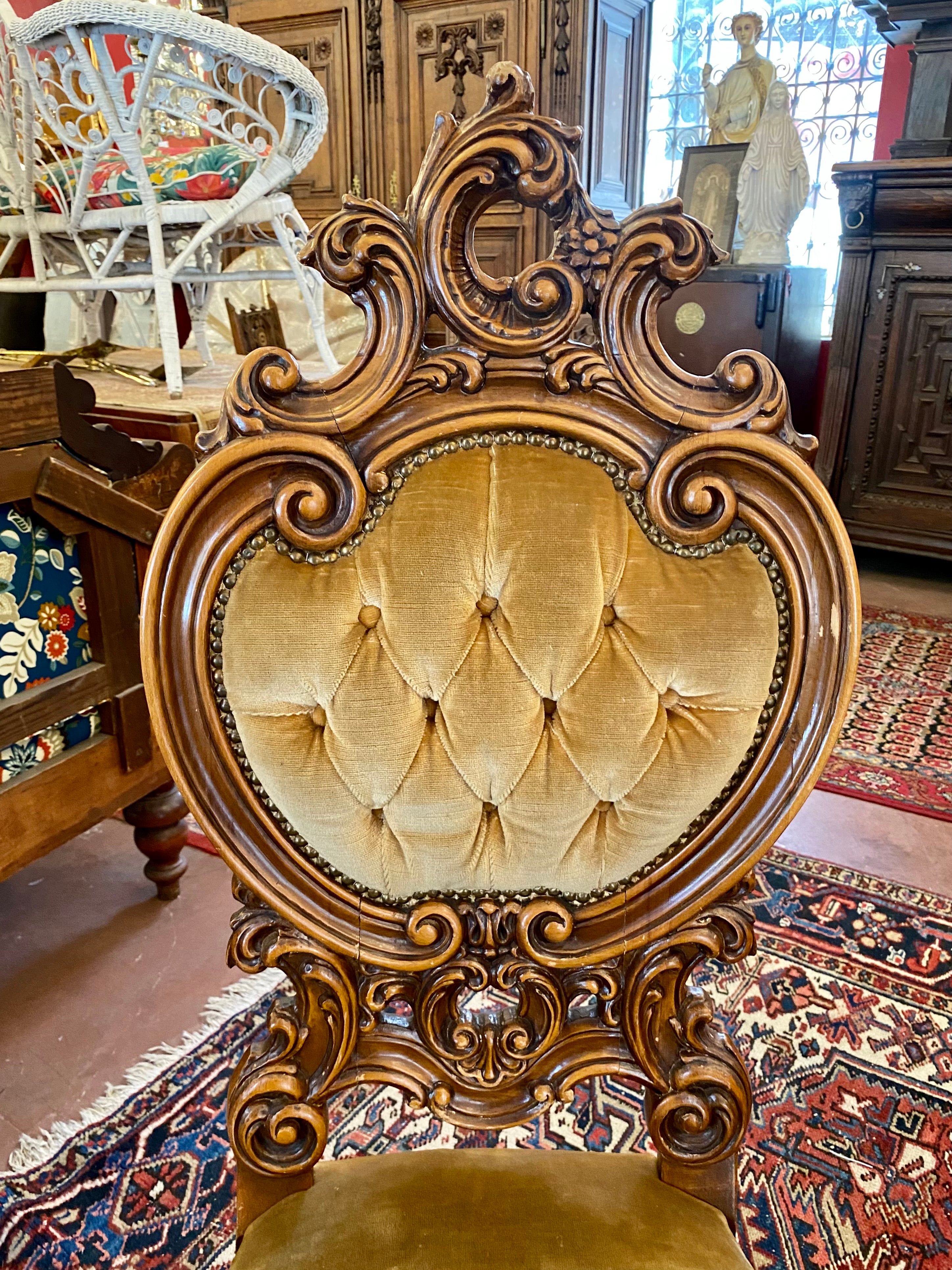 Antique French Ornately Carved Dining Chairs