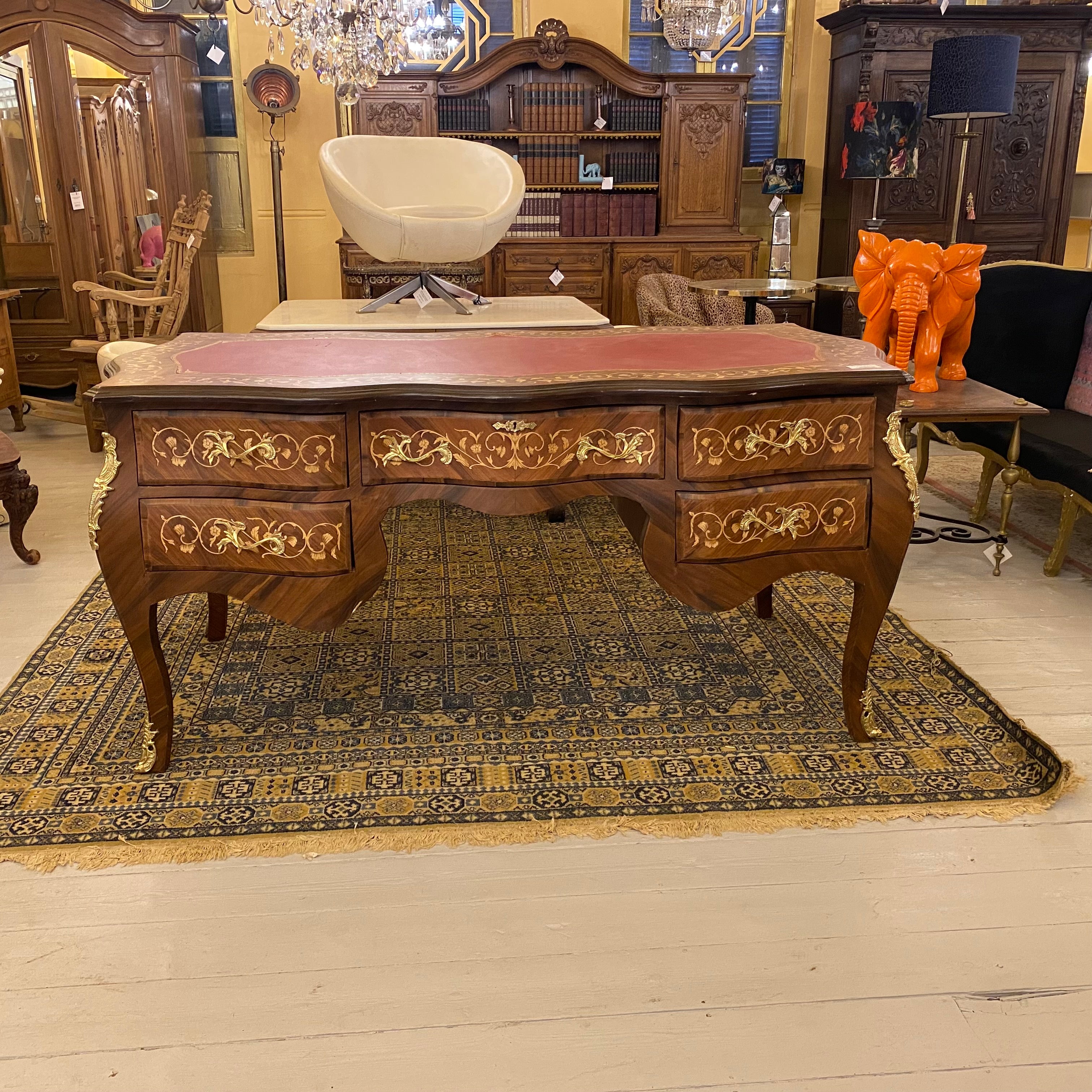 French Style Inlaid Desk with Brass Casting