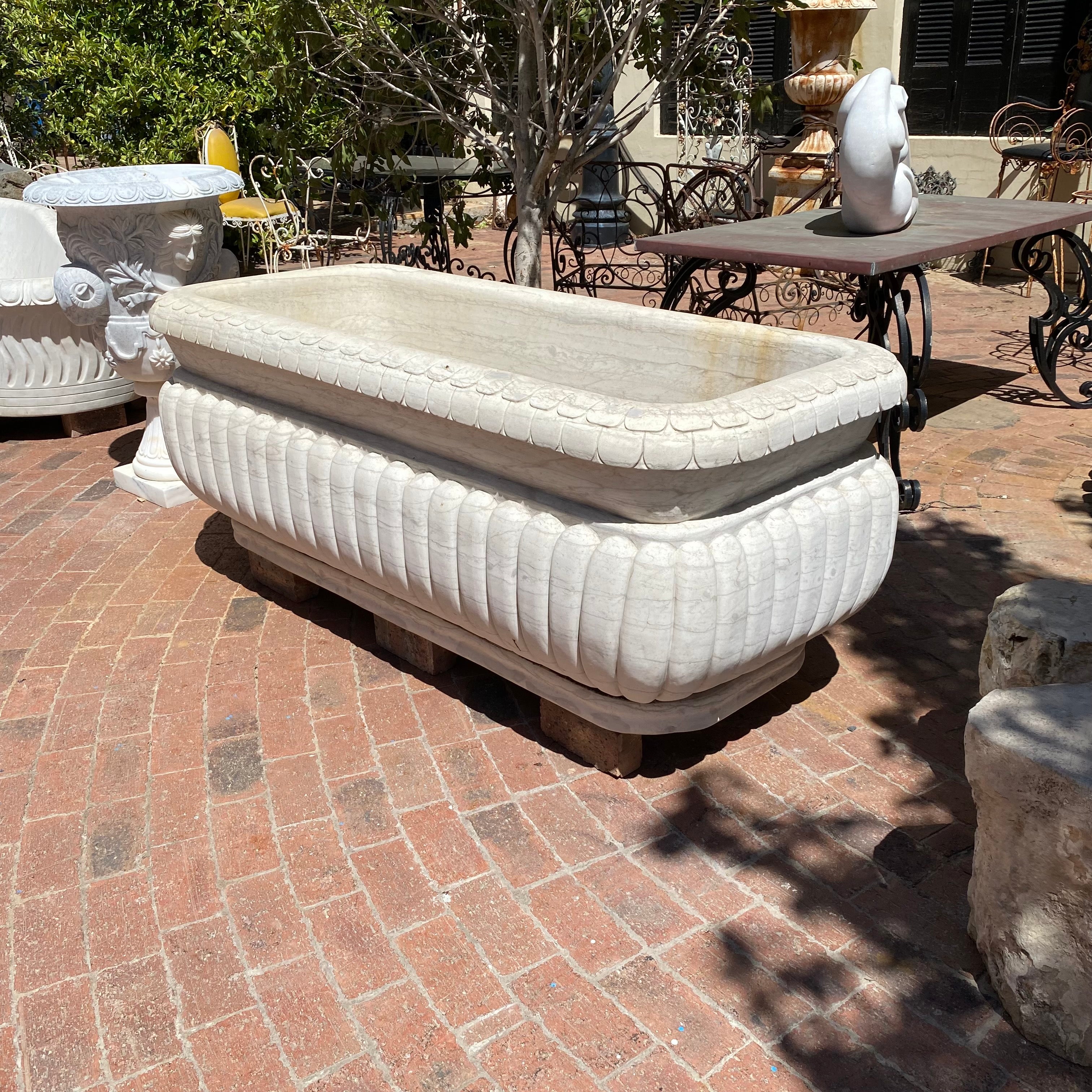 Beautifully Carved White Marble Bath - SOLD