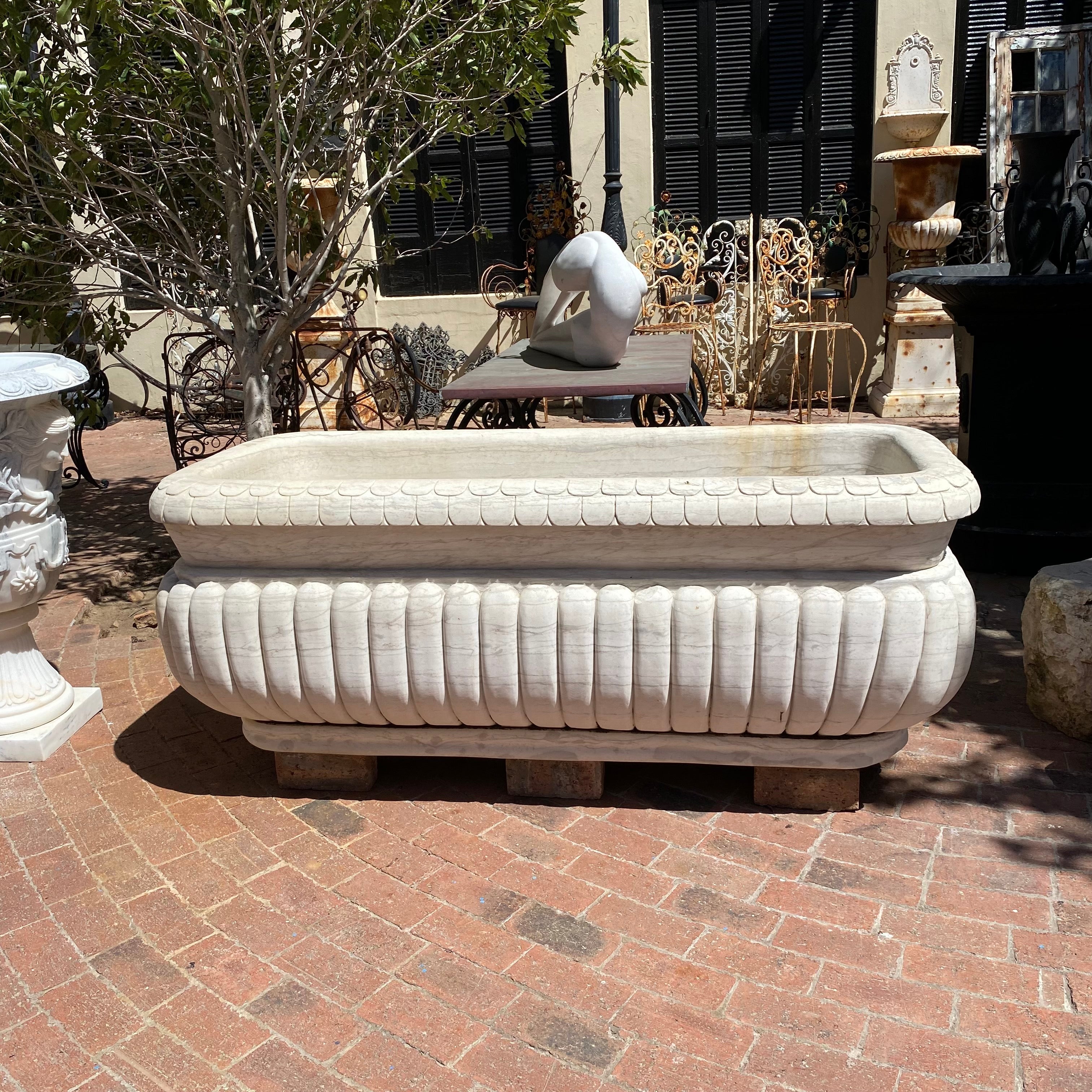 Beautifully Carved White Marble Bath - SOLD