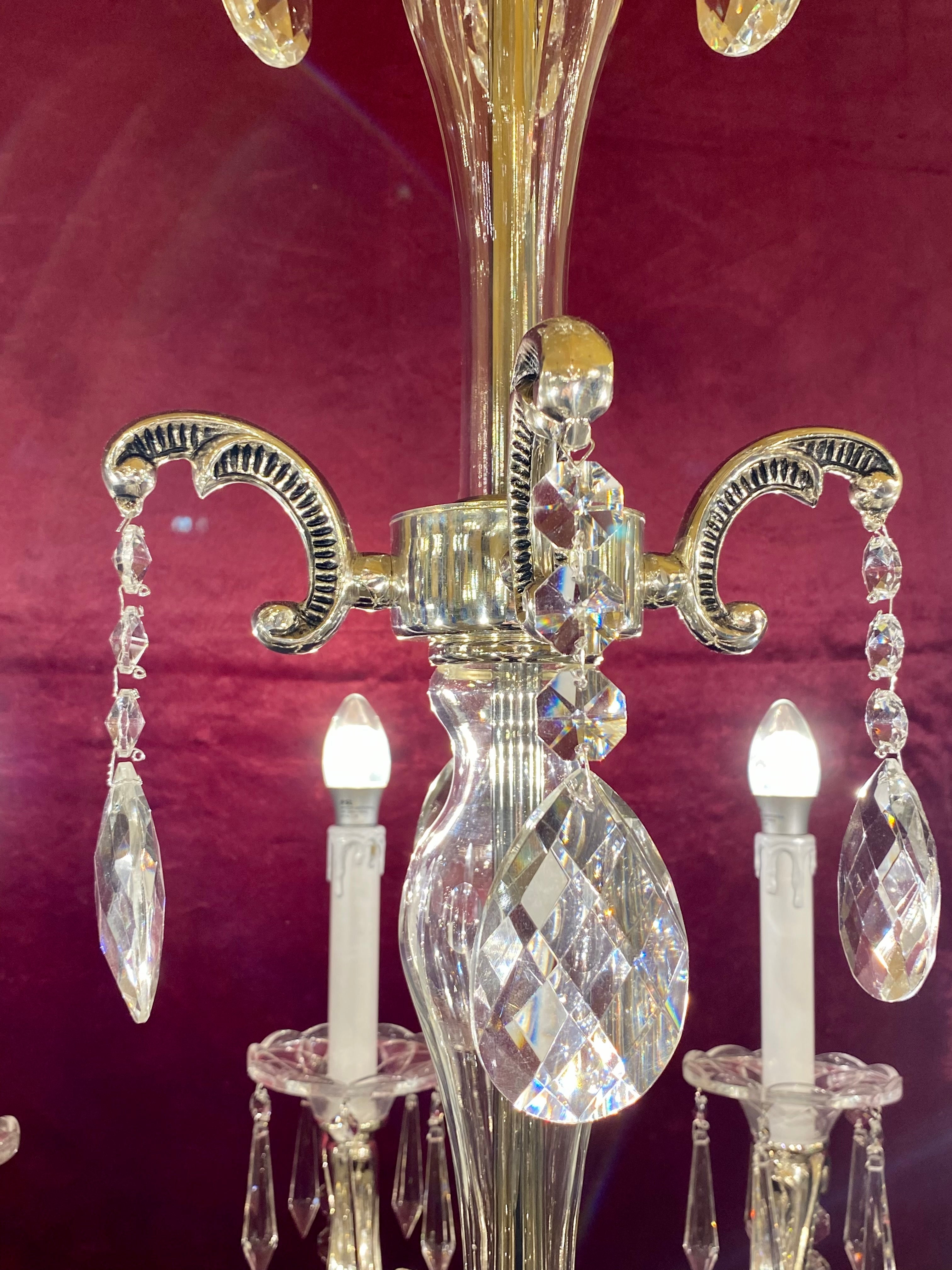 Tall Delos Eight Arm Crystal Chandelier