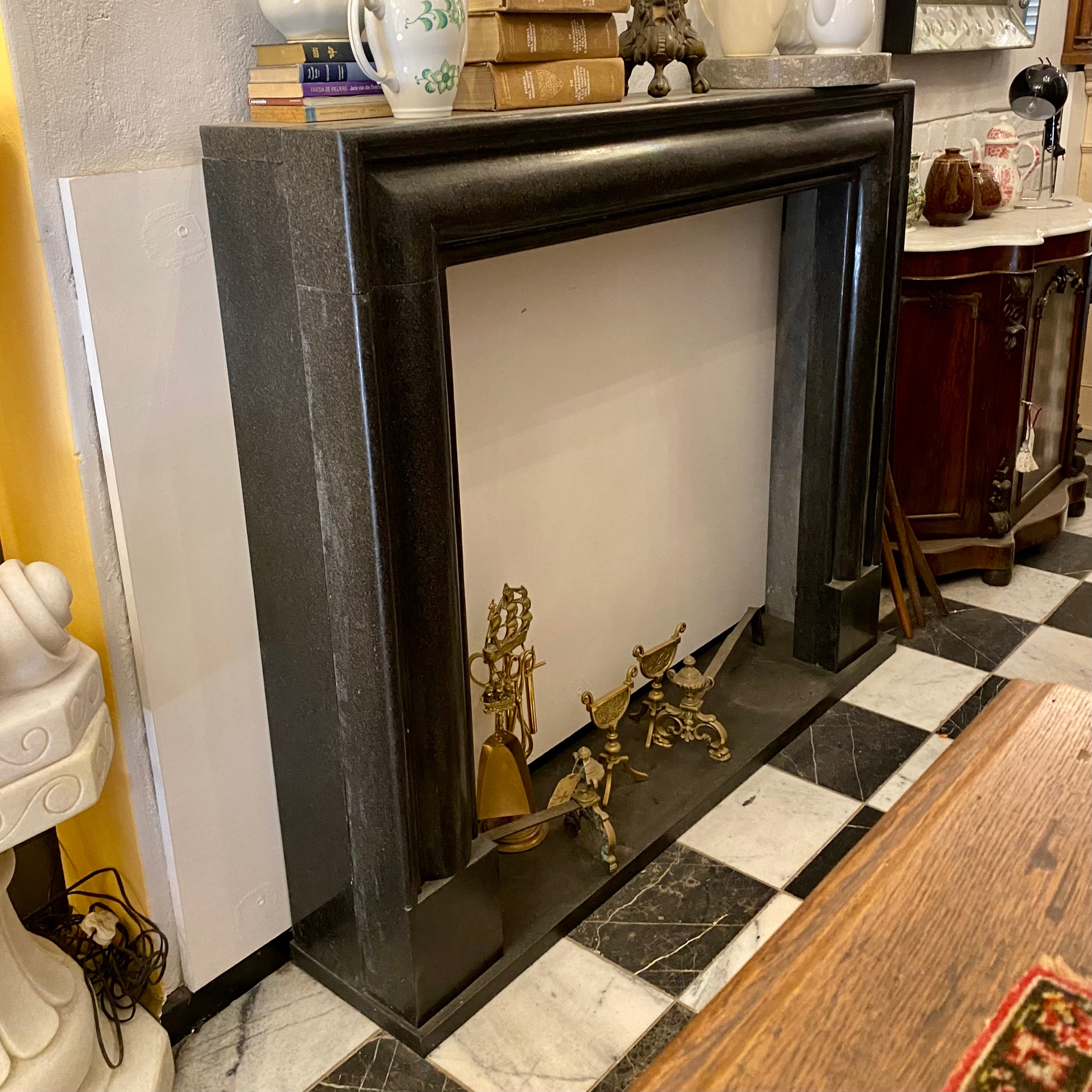 Straight Cut Black Marble Fire Surround - SOLD