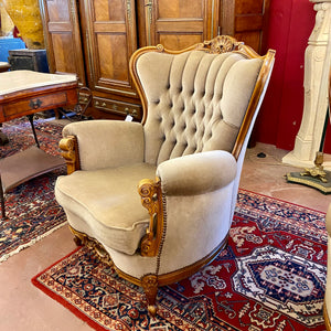 A Deep Button Walnut Armchair - SOLD