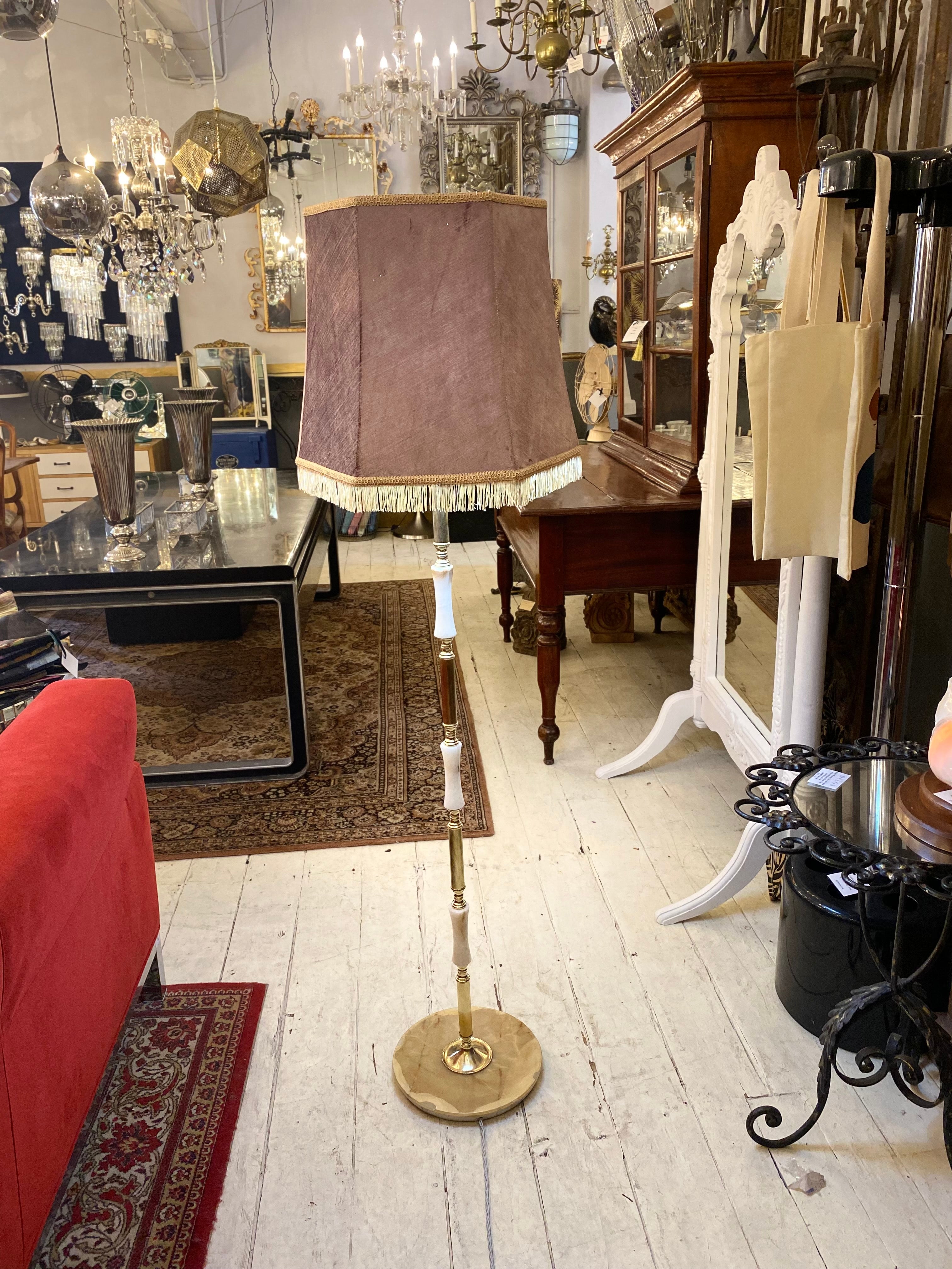 Vintage Italian Brass and Marble Standing Lamp