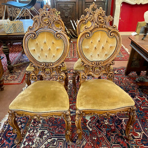 Antique French Ornately Carved Dining Chairs