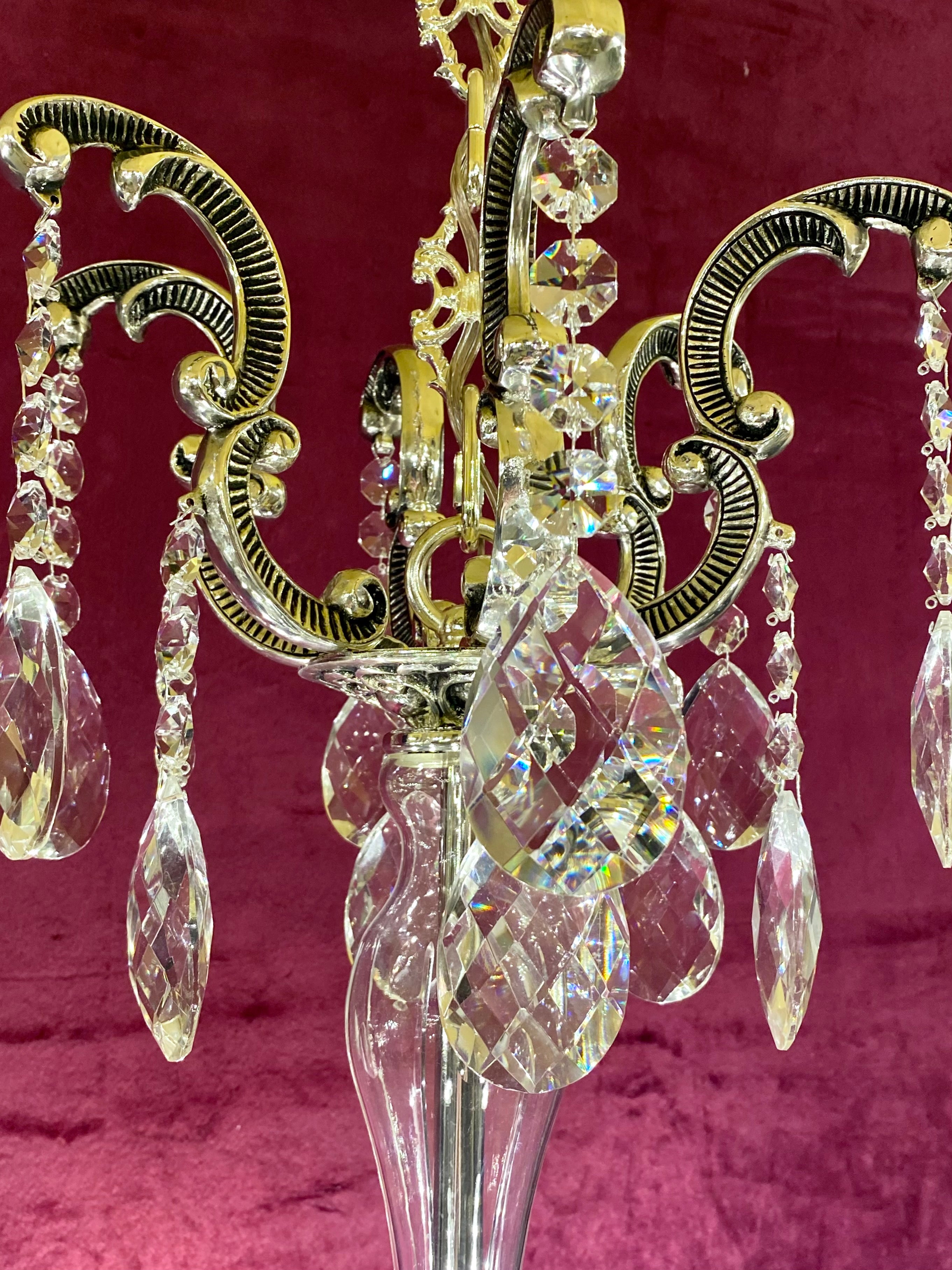 Tall Delos Eight Arm Crystal Chandelier