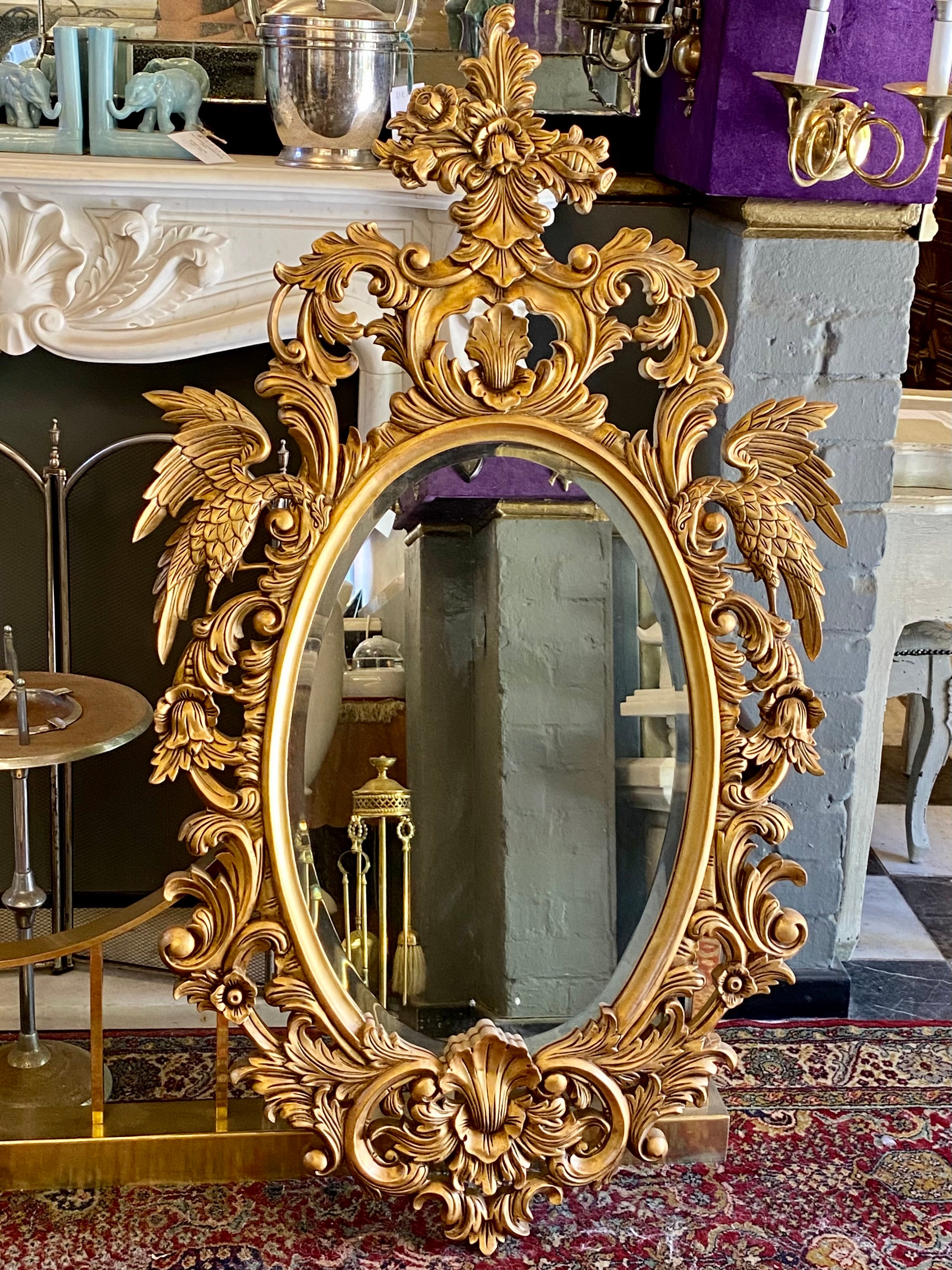 Ornate French Style Mirror with Bird Detail