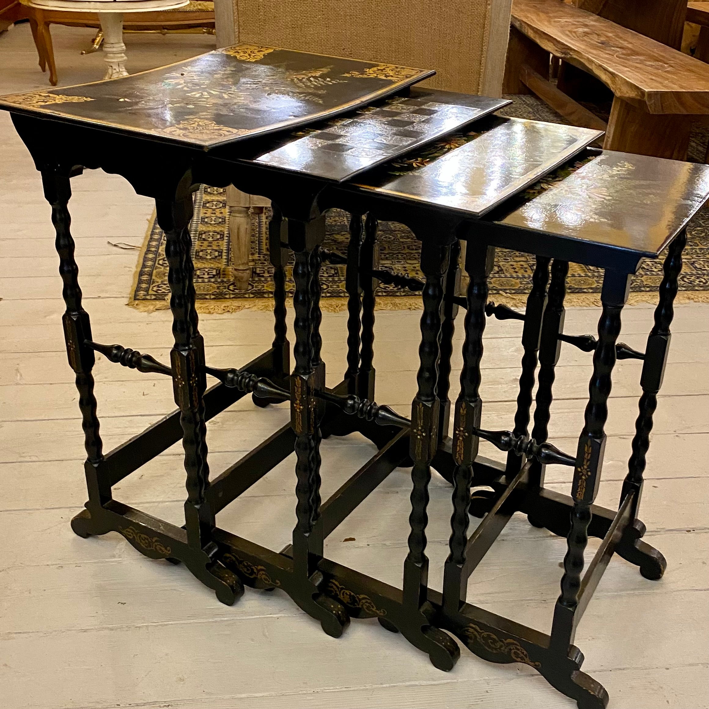 Stunning Set of Nesting Tables with Mother of Pearl Inlay