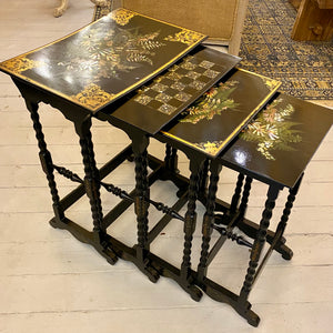 Stunning Set of Nesting Tables with Mother of Pearl Inlay