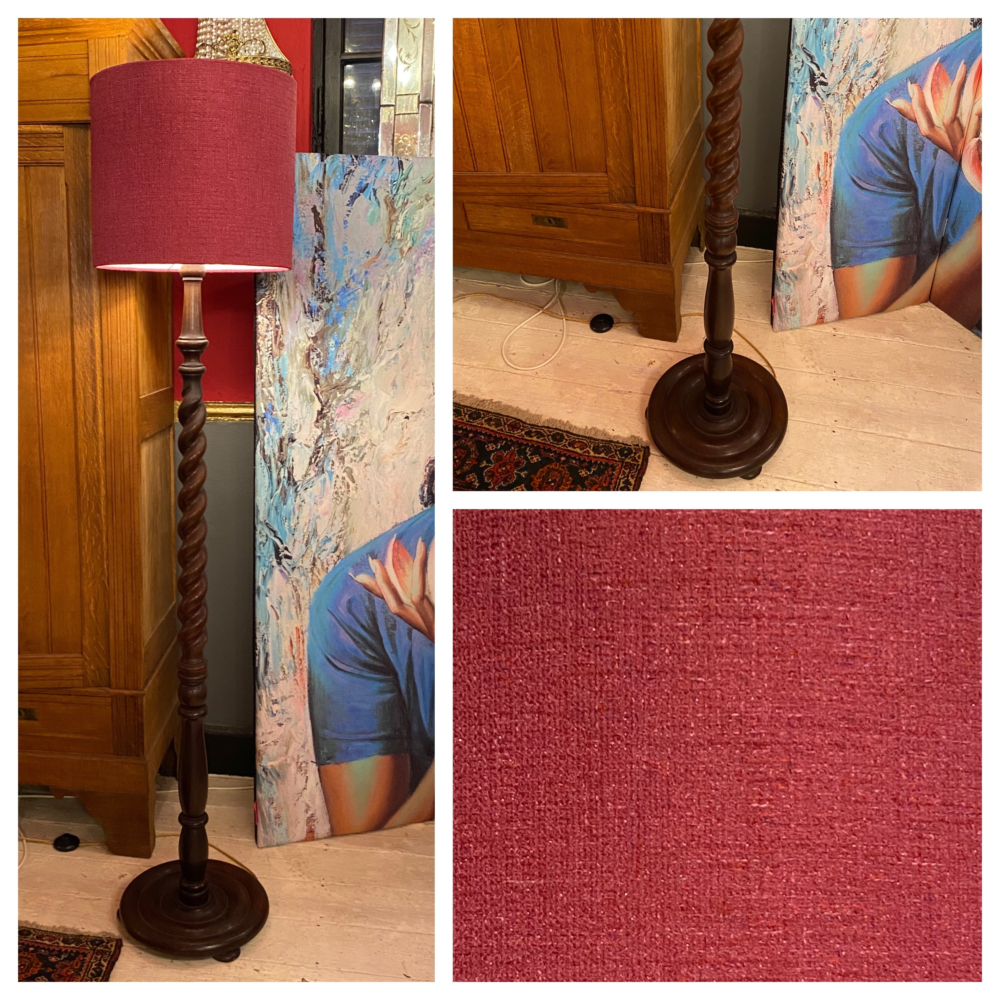 Vintage Carved Barley Twist Standing Lamp