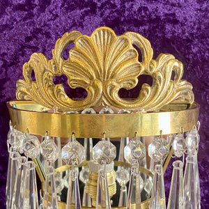 Brass & Crystal Waterfall Sconce with Scallop Detail - SOLD