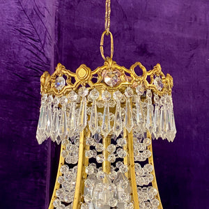 Antique Gilt & Crystal Neoclassical Chandelier