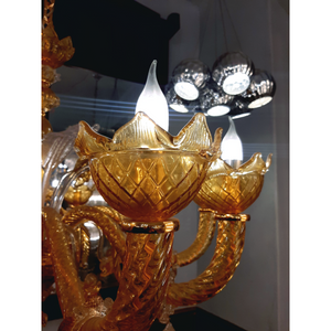 Marigold Coloured Murano Style Glass Chandelier - SOLD