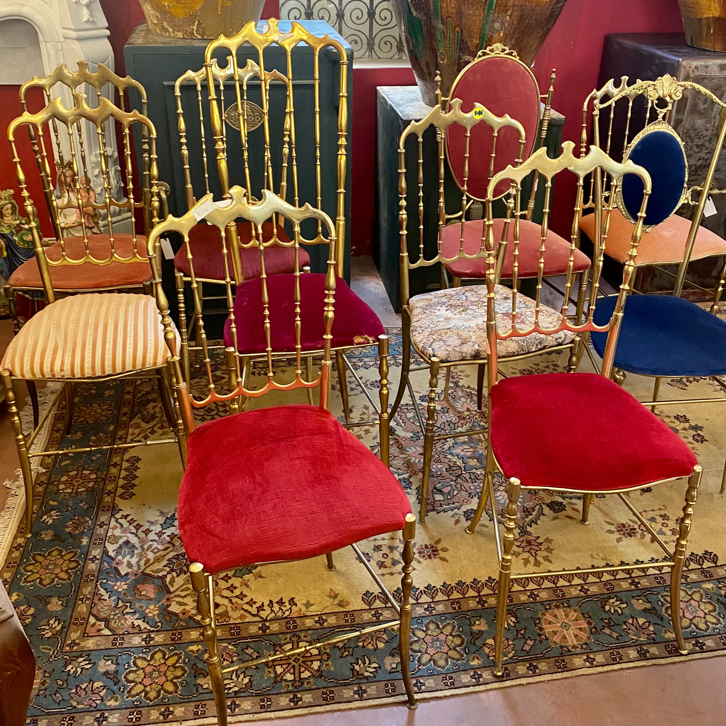 Assorted Antique Polished Brass Chairs