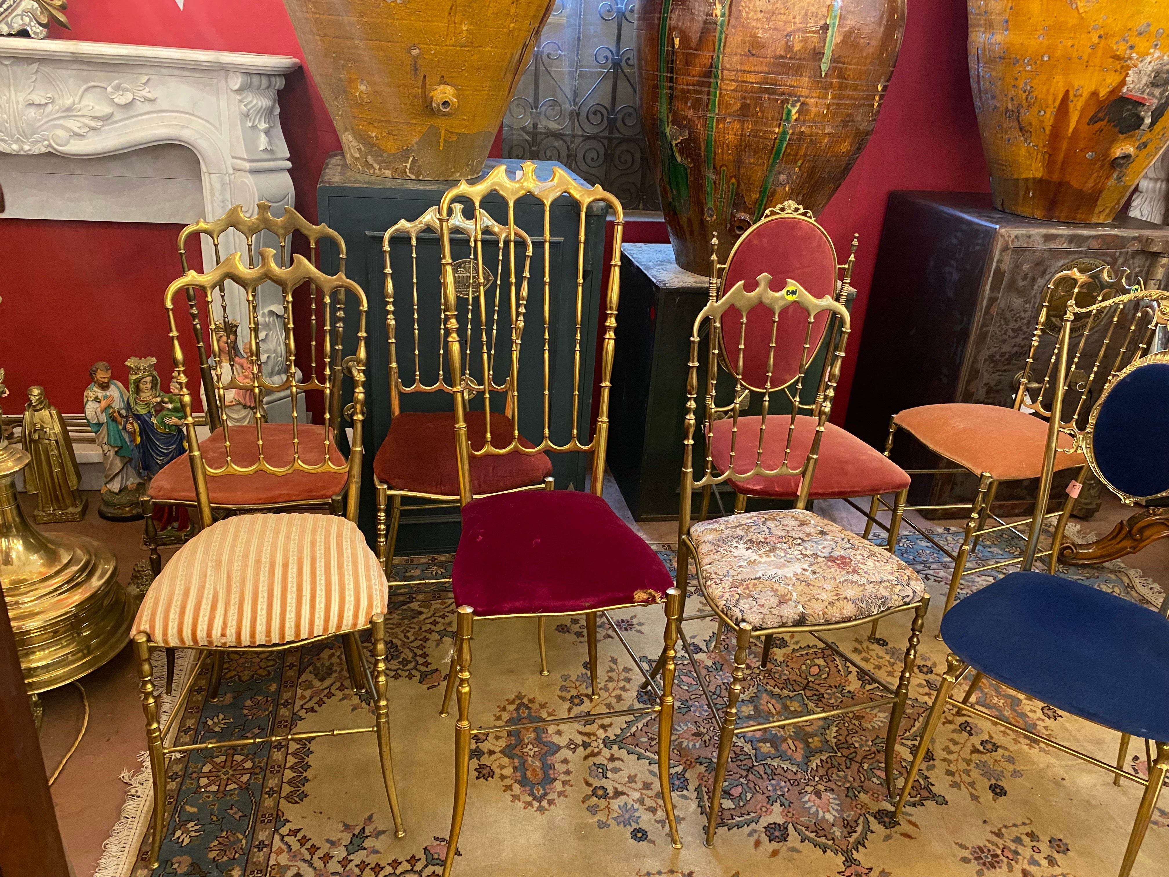 Assorted Antique Polished Brass Chairs